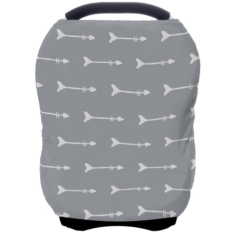 ByeBye Calorie Nursing Carseat Canopy Breastfeeding Cover - Multi-use Stretchy Car Seat Covers for Babies, Baby Shower Gifts (Grey Arrows) - Image 1